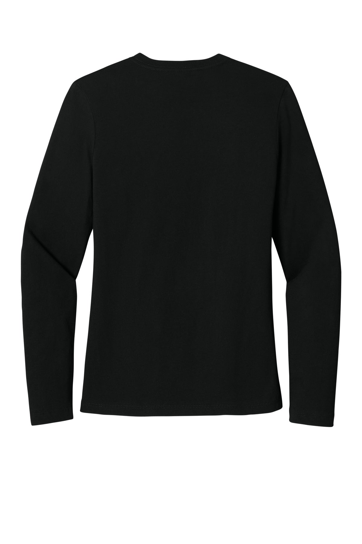 Rear View of Black BELLA+CANVAS Women's Jersey Long Sleeve Tee BC6500
