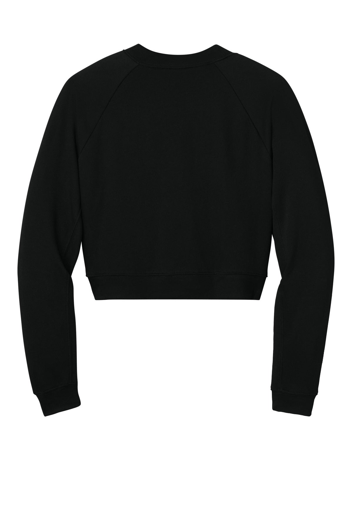 Rear View of Black BELLA+CANVAS Women's Raglan Pullover Sponge Fleece BC7505
