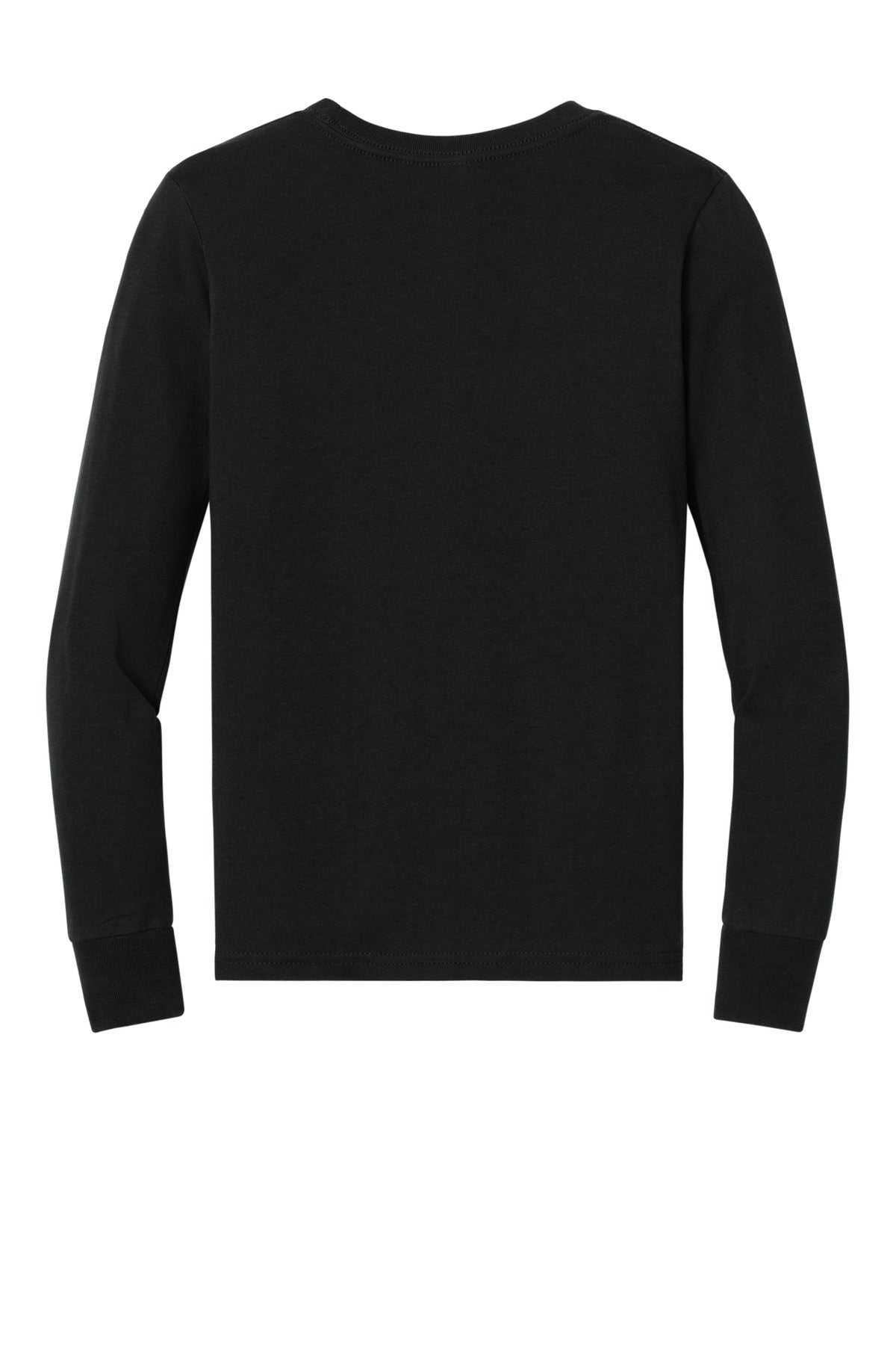 Rear View of Black BELLA+CANVAS Youth Jersey Long Sleeve Tee BC3501Y