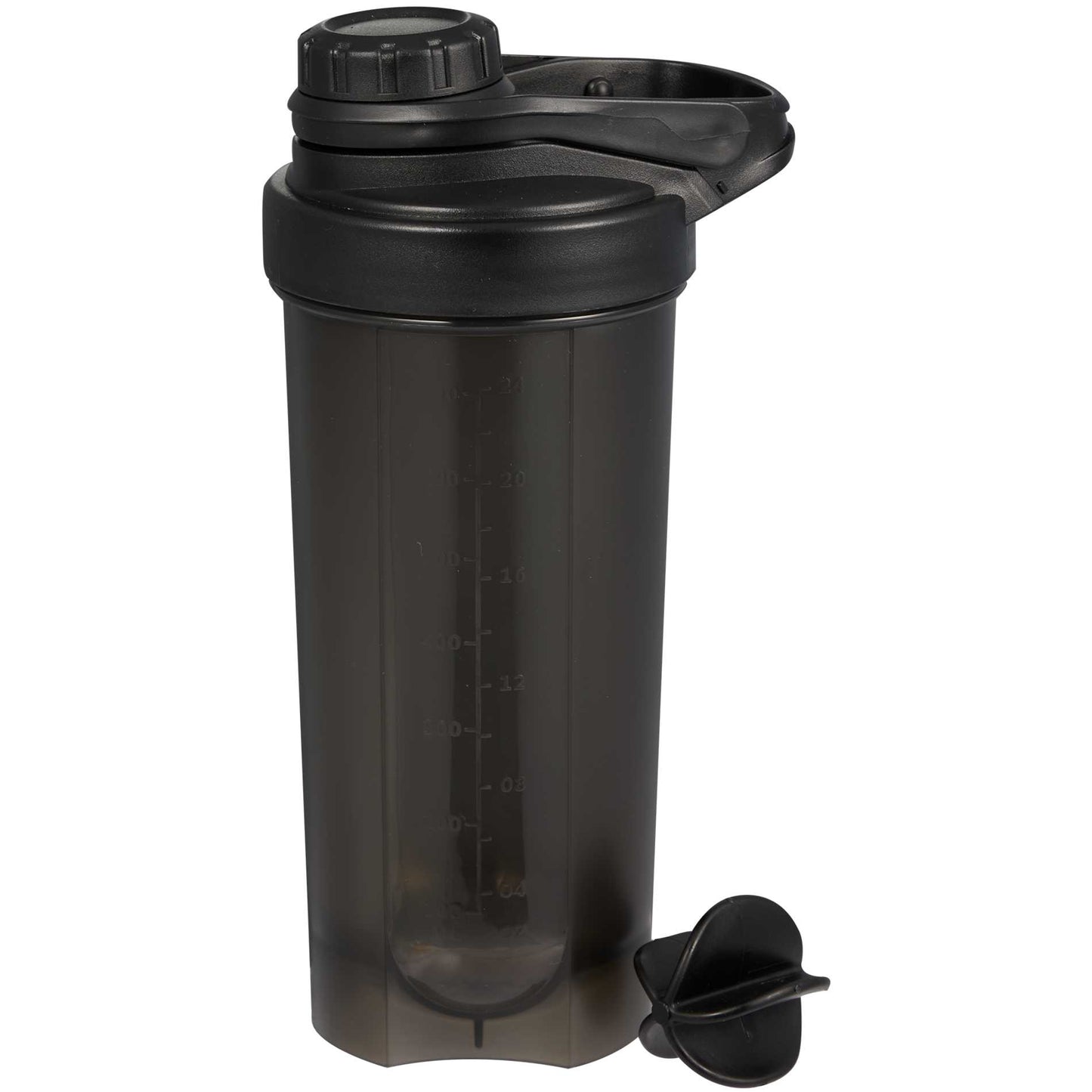 Rear View of Black Buddy 24oz Recycled Protein Shaker Bottle plain