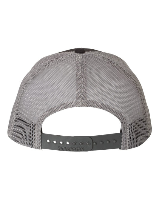Rear View of Black/ Charcoal Snapback Trucker Cap - 112