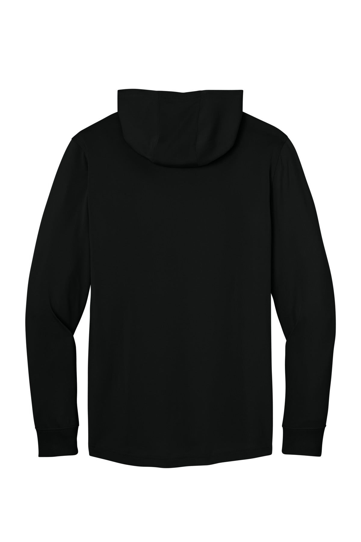 Rear View of Black CornerStone Workwear Pro Long Sleeve Hooded Tee CS440LSH