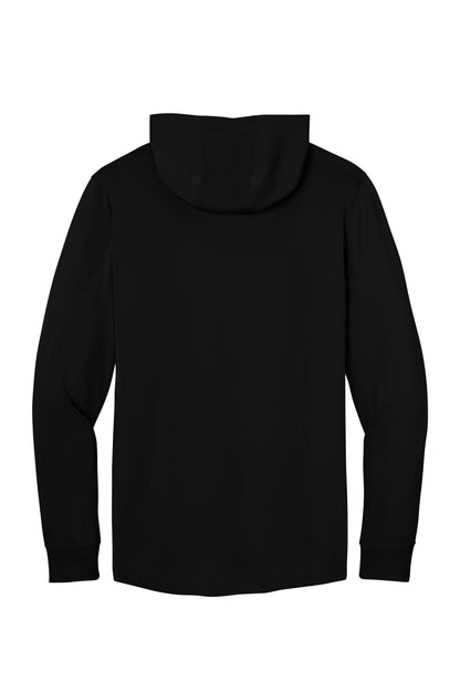 Rear View of Black CornerStone Workwear Pro Long Sleeve Hooded Tee CS440LSH