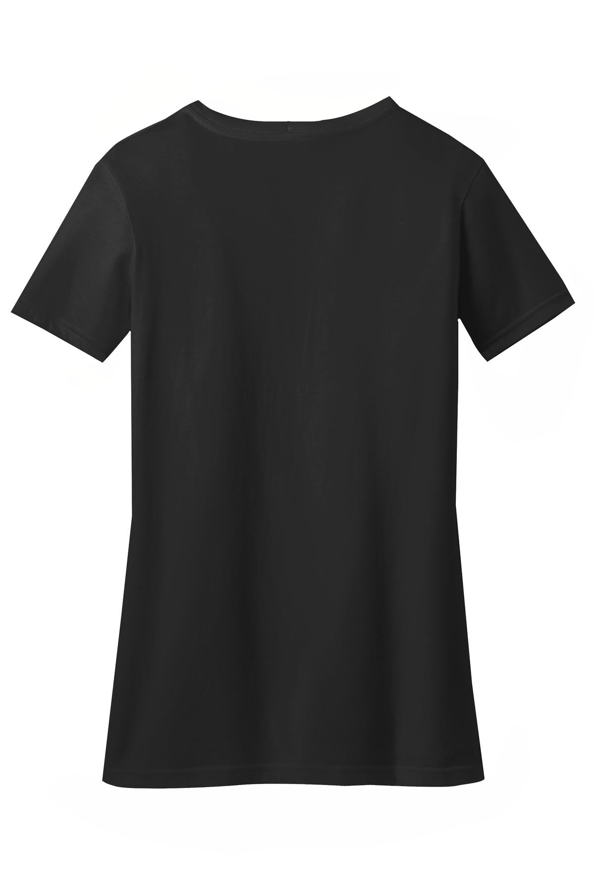 Rear View of Black District Women's Perfect Blend CVC V-Neck Tee. DM1190L