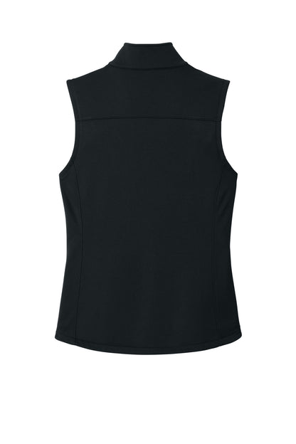 Rear View of Black Eddie Bauer Women's Smooth Mid Layer Fleece Vest EB2570