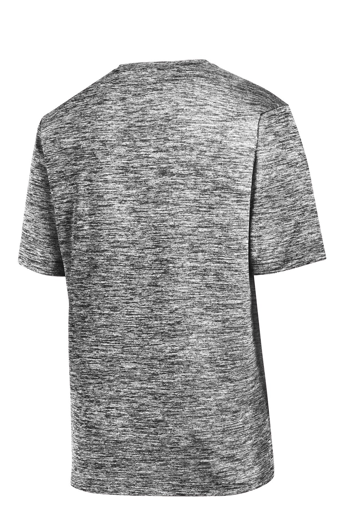 Rear View of Black Electric Sport-Tek PosiCharge Electric Heather Tee. ST390