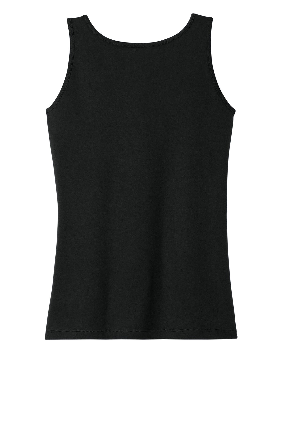 Rear View of Black Gildan Softstyle Junior Fit Tank Top. 64200L