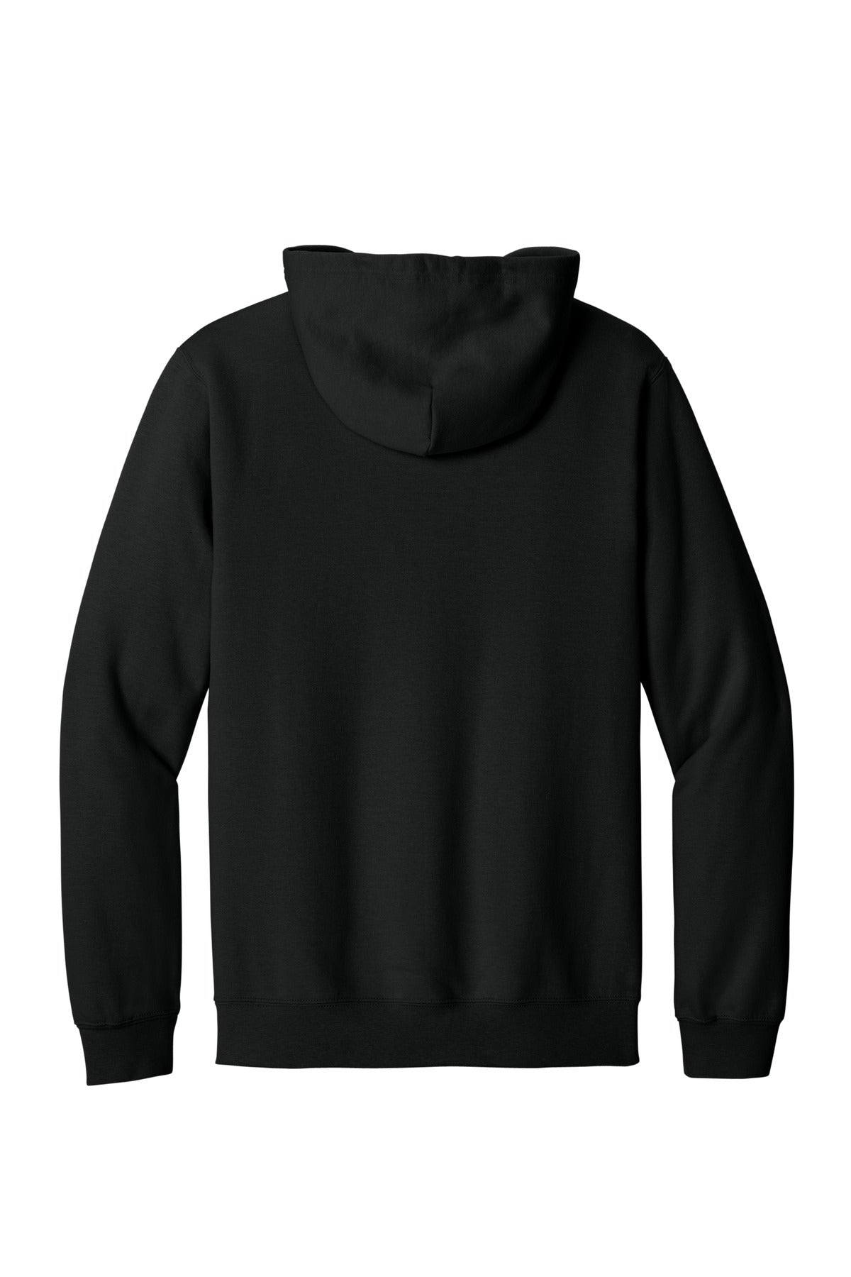 Rear View of Black Gildan Softstyle Midweight Fleece Full-Zip Hooded Sweatshirt SF600