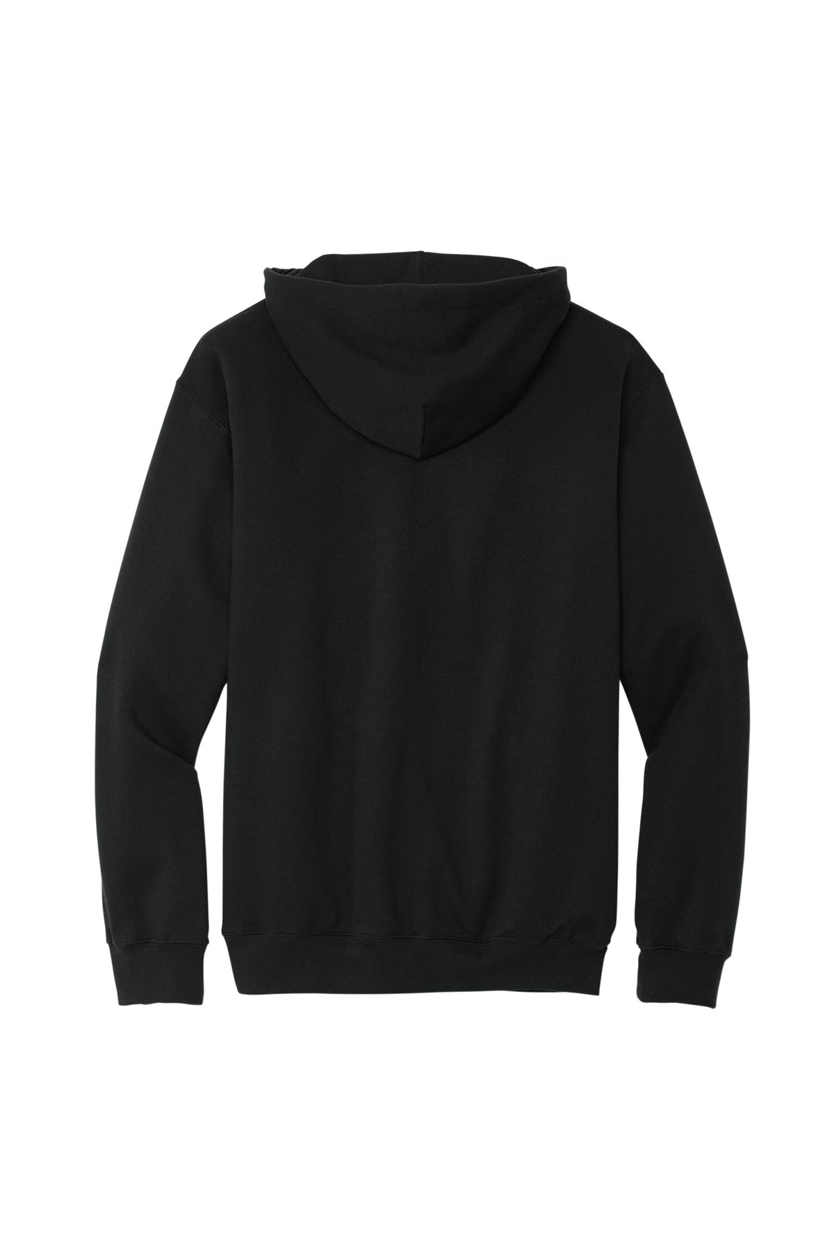 Rear View of Black Gildan Softstyle Midweight Pullover Hooded Sweatshirt SF500