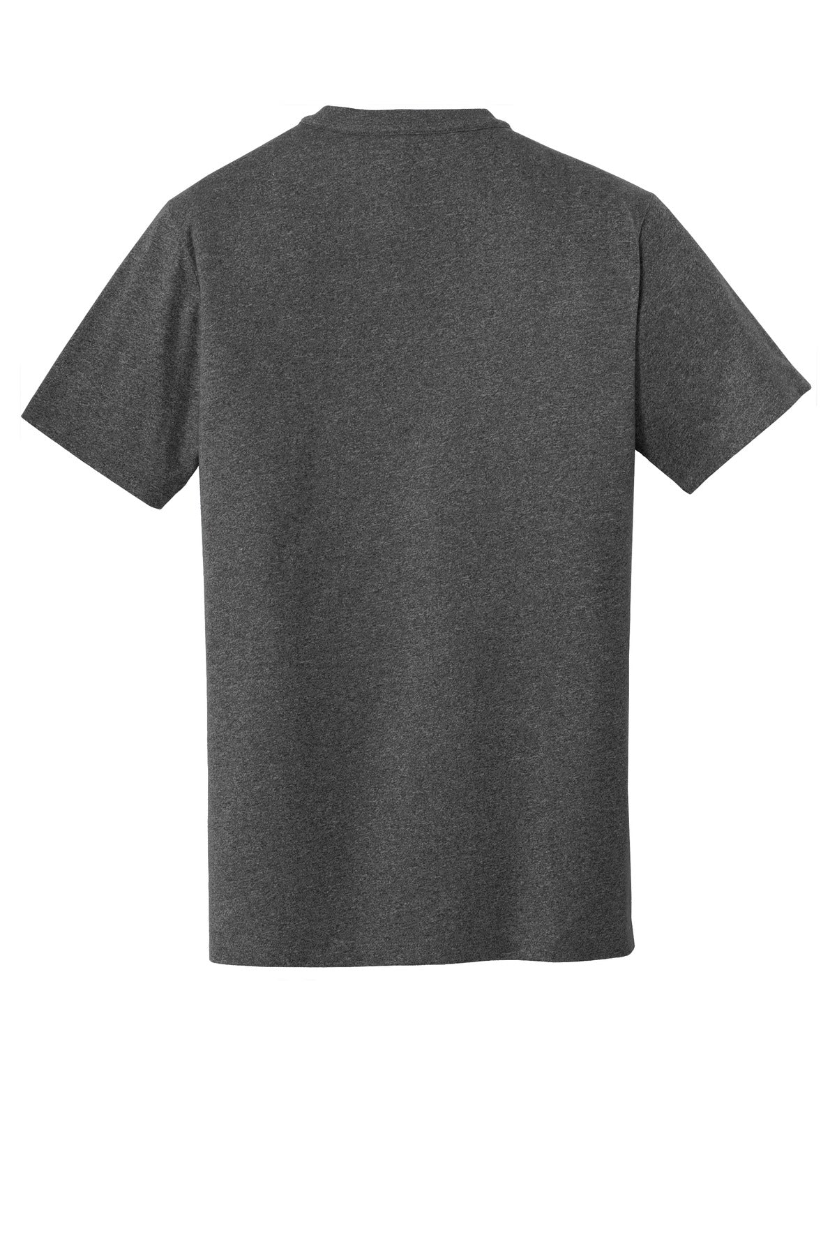 Rear View of Black Heather New Era Heritage Blend Crew Tee. NEA100