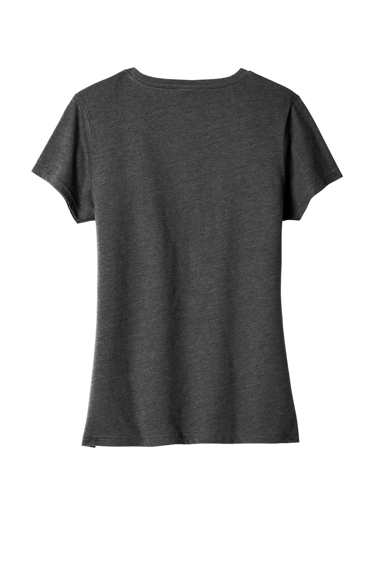 Rear View of Black Hthr Port & Co Women's Fan Favorite Blend V-Neck Tee. LPC455V