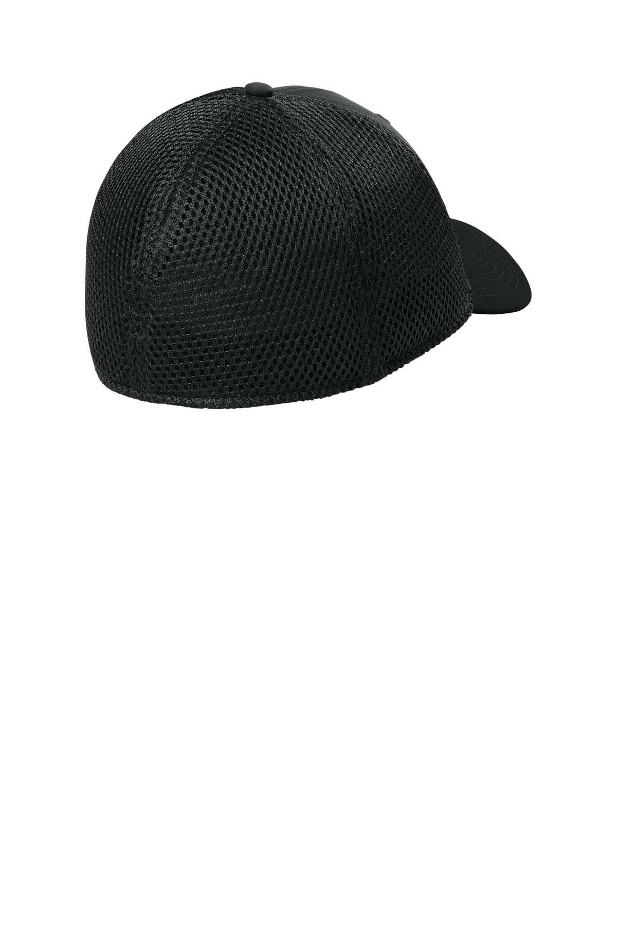 Rear View of Black New Era 39THIRTY Performance Stretch Mesh Cap NE1130