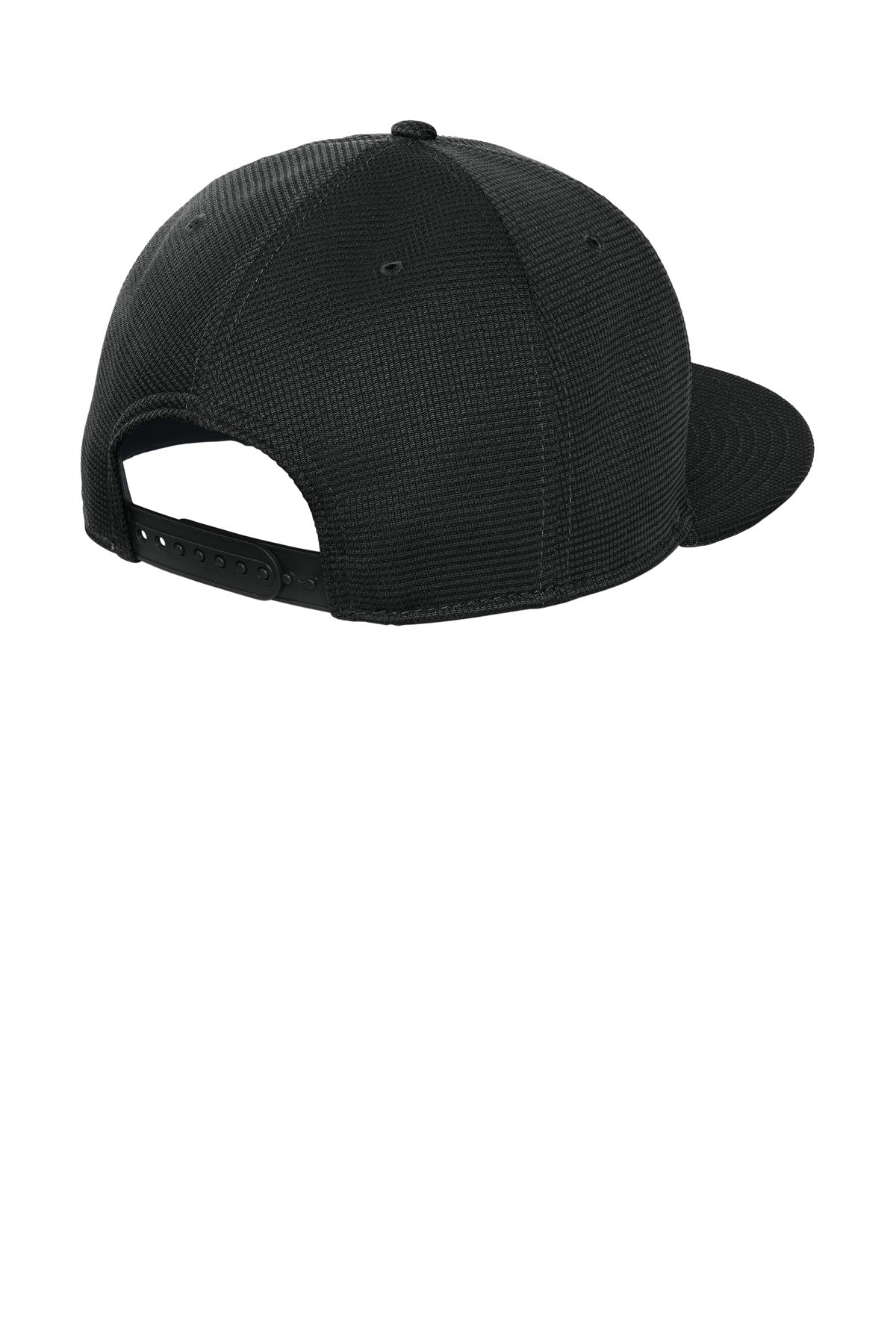Rear View of Black New Era Pivot Flat Bill Snapback Cap NE409