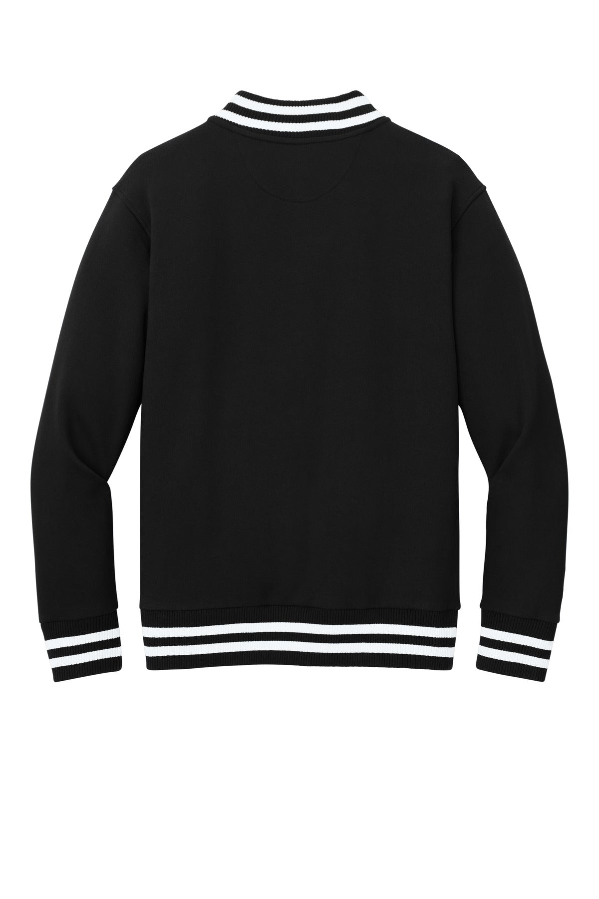 Rear View of Black New Era Varsity Heavyweight Fleece Jacket NEA560
