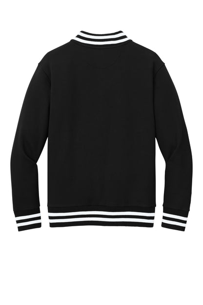 Rear View of Black New Era Varsity Heavyweight Fleece Jacket NEA560