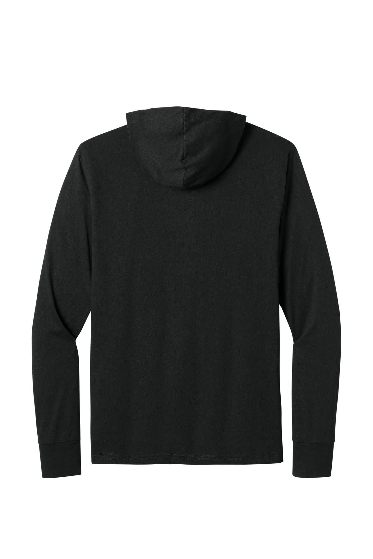 Rear View of Black Next Level Apparel CVC Long Sleeve Hoodie NL6221