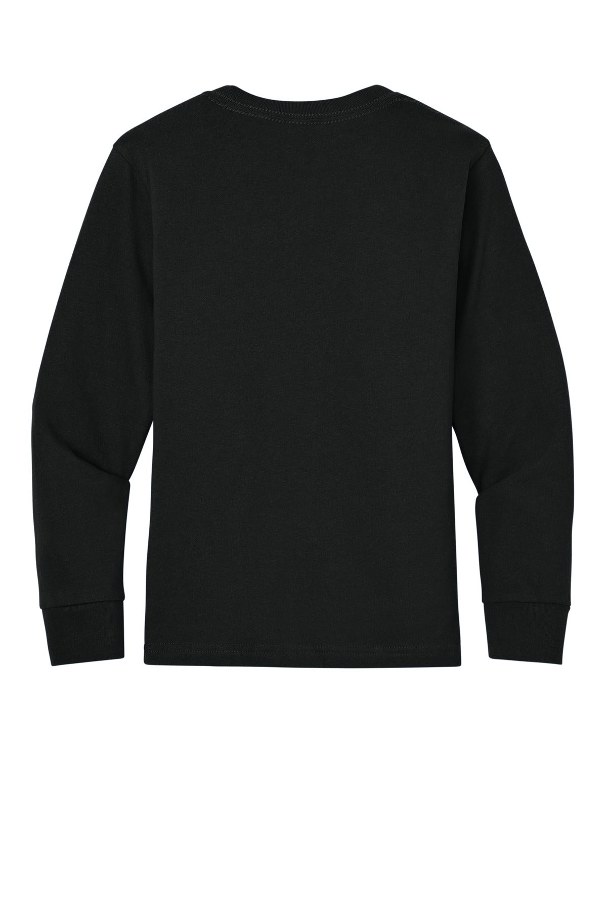 Rear View of Black Next Level Apparel Youth Cotton Long Sleeve Tee NL3311