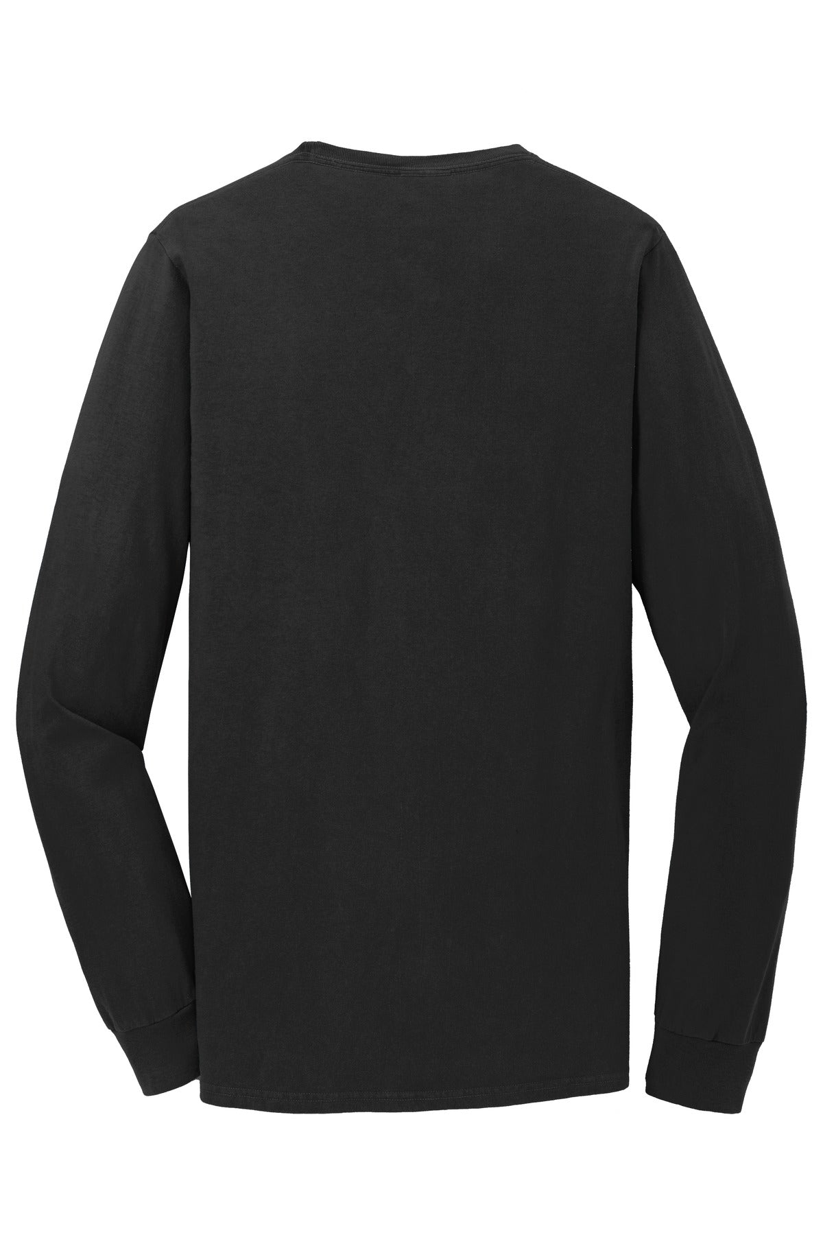 Rear View of Black Port & Co Beach Wash Garment-Dyed Long Sleeve Tee PC099LS