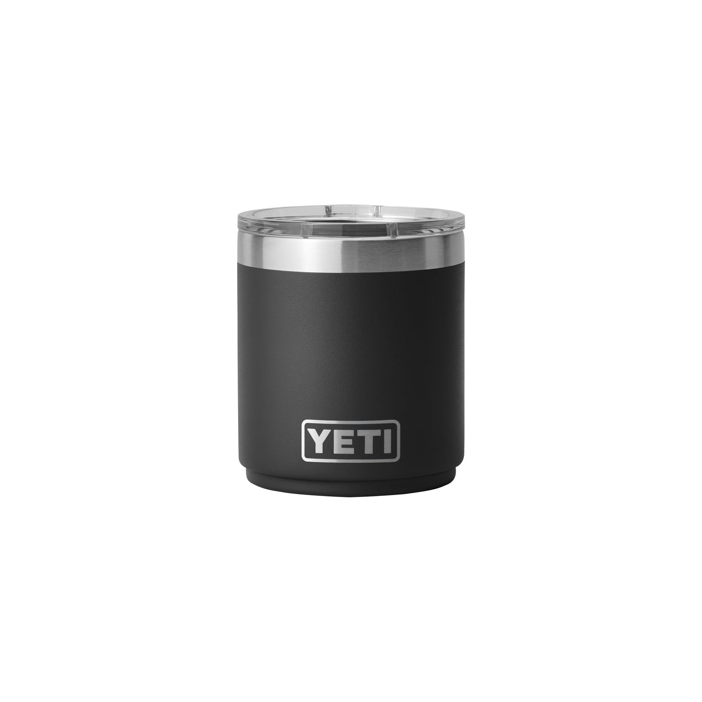 Rear View of Black Rambler® 10 oz Stackable Lowball with MagSlider™ Lid plain