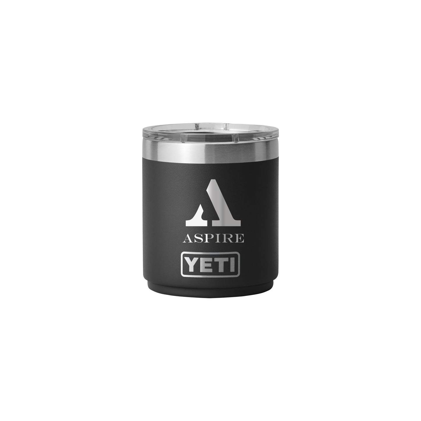 Rear View of Black Rambler® 10 oz Stackable Lowball with MagSlider™ Lid