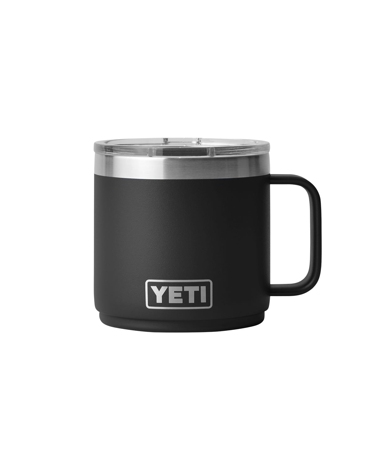 Rear View of Black Rambler® 14 oz Stackable Mug with DuraSip™ Ceramic Lining plain
