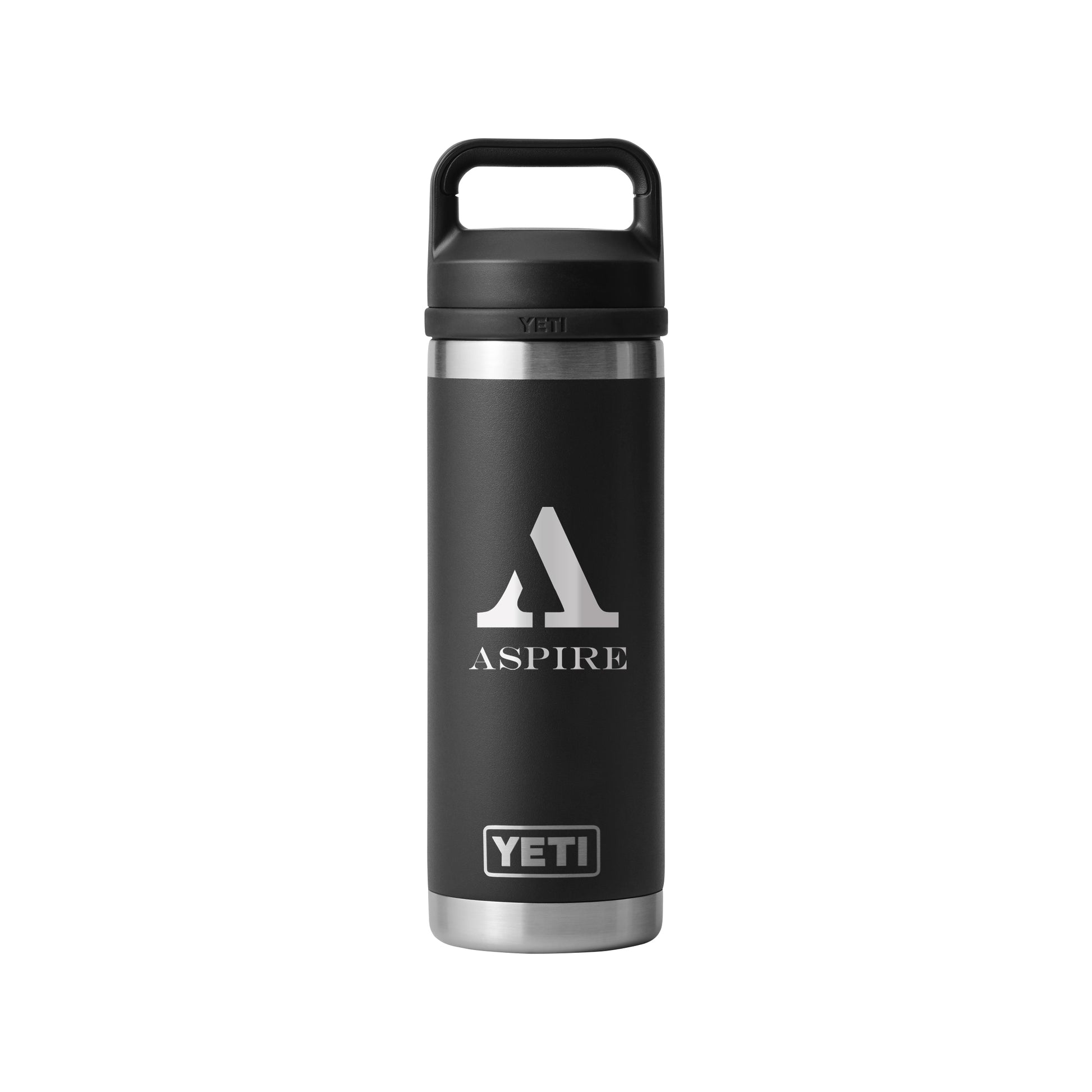 Rear View of Black Rambler® 18 oz Water Bottle with Chug Cap