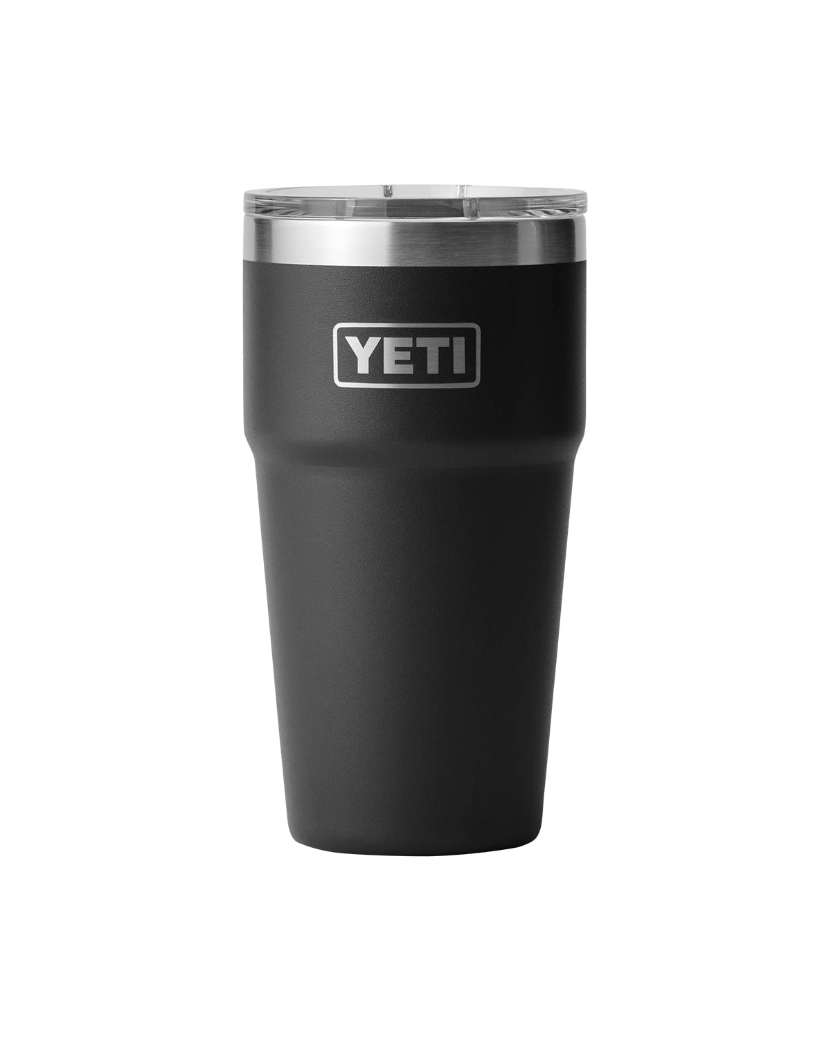 Rear View of Black Rambler® 20 oz Stackable Cup with MagSlider™ Lid plain
