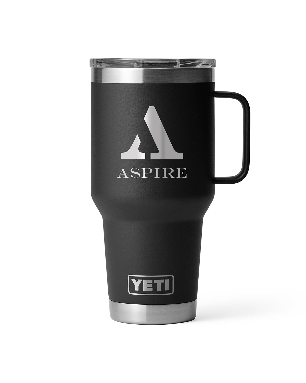 Rear View of Black Rambler® 30 oz Travel Mug with StrongHold™ Lid
