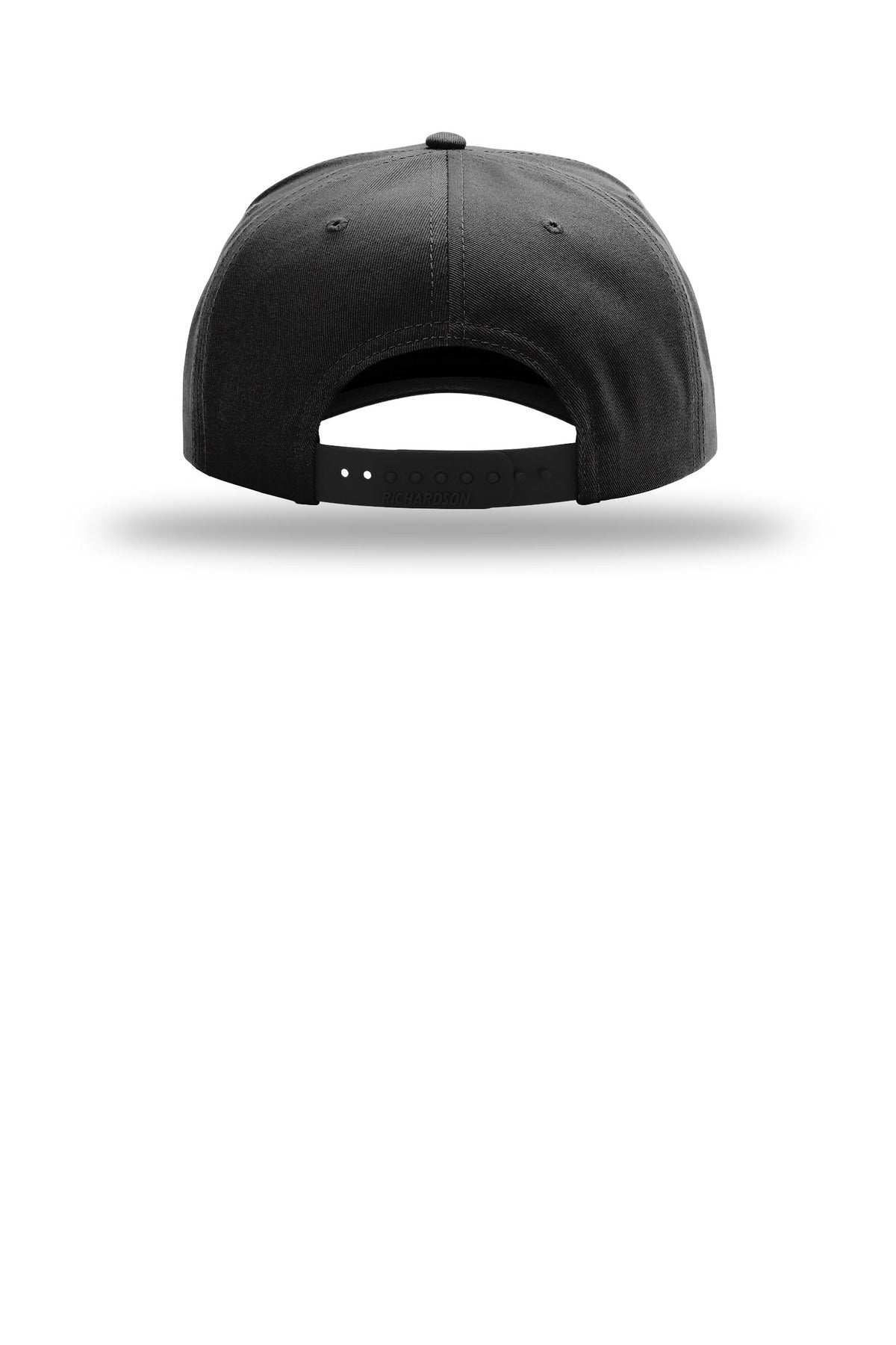 Rear View of Black Richardson Full Fabric 5-Panel Champ 323FPC