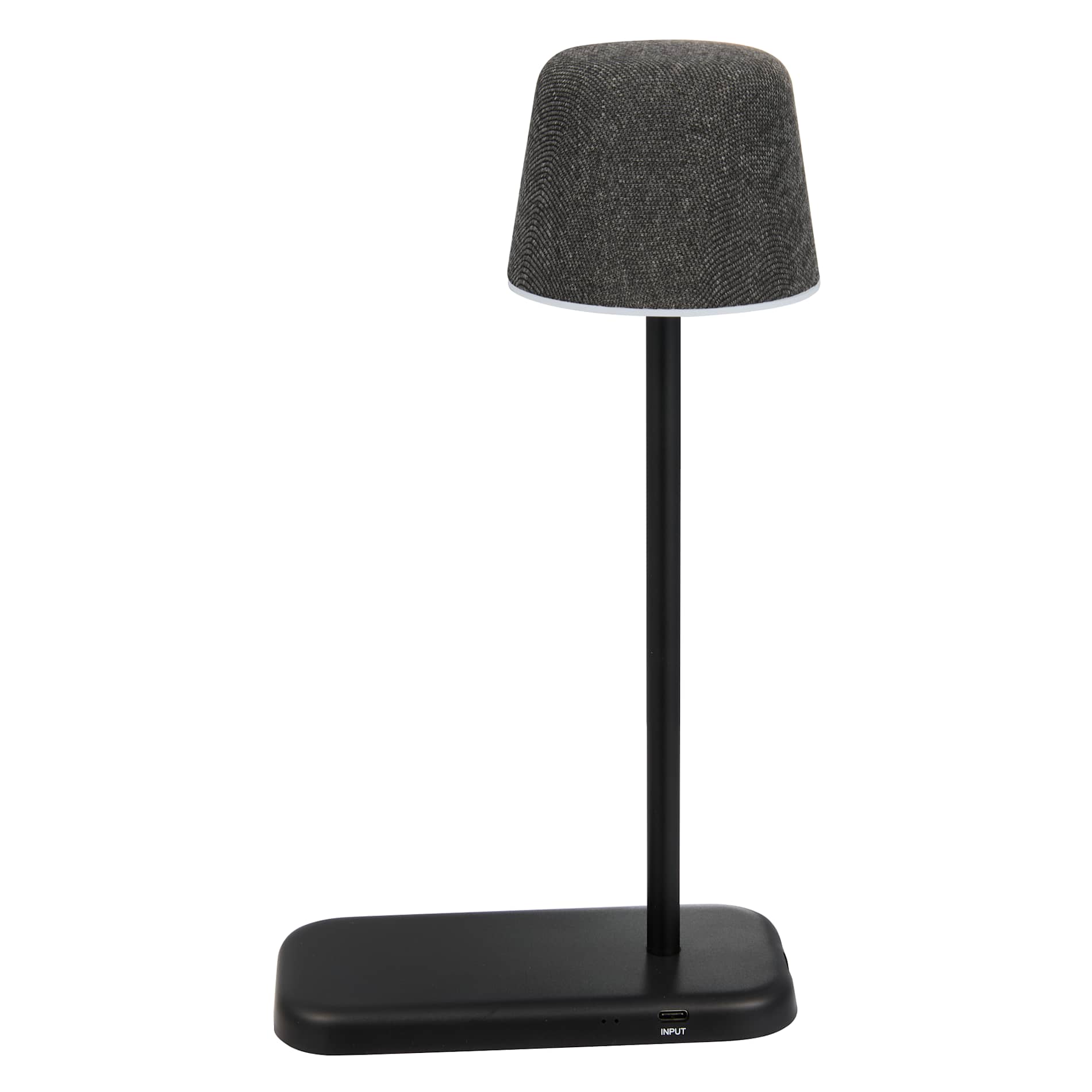 Rear View of Black Sound Shine Desktop Lamp and Bluetooth Speaker plain