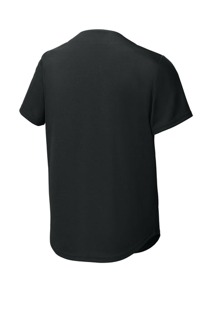 Rear View of Black Sport-Tek Youth PosiCharge Tough Mesh Full-Button Jersey YST220
