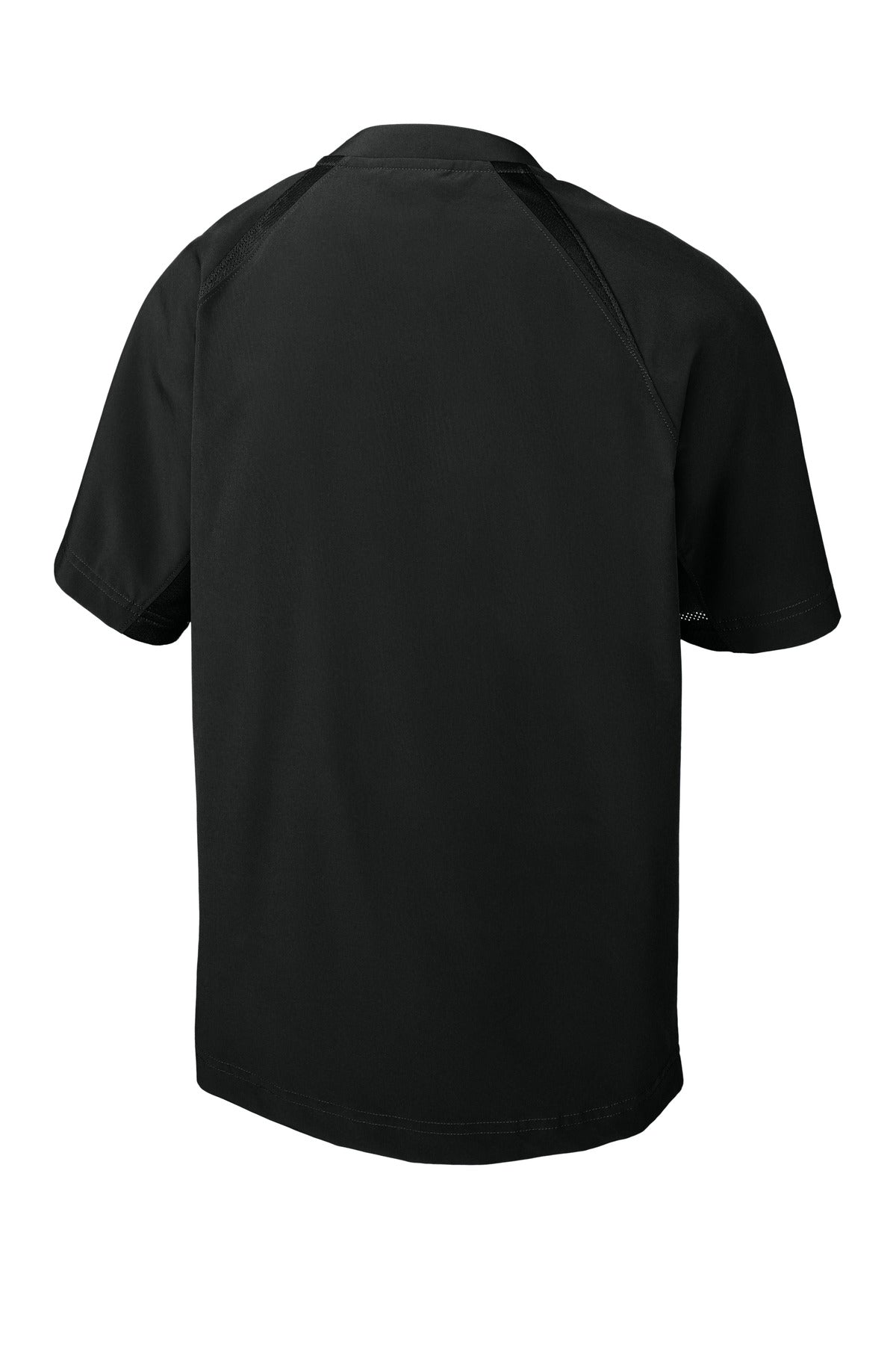 Rear View of Black Sport-Tek Youth Repeat 1/2-Zip Short Sleeve Jacket YJST489