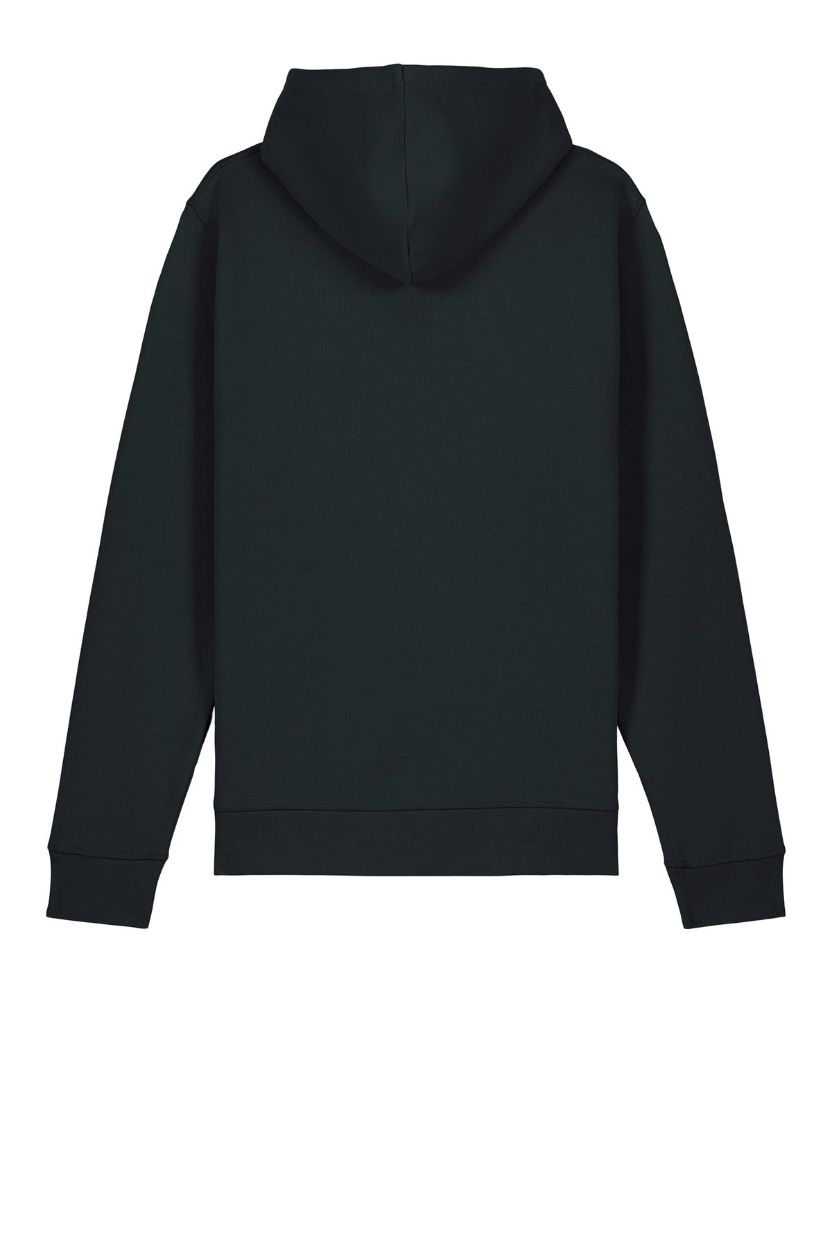 Rear View of Black Stanley/Stella Unisex Drummer 2.0 Hooded Sweatshirt SXU009