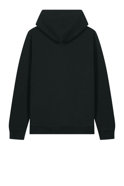 Rear View of Black Stanley/Stella Unisex Sounder Hooded Sweatshirt SXU012