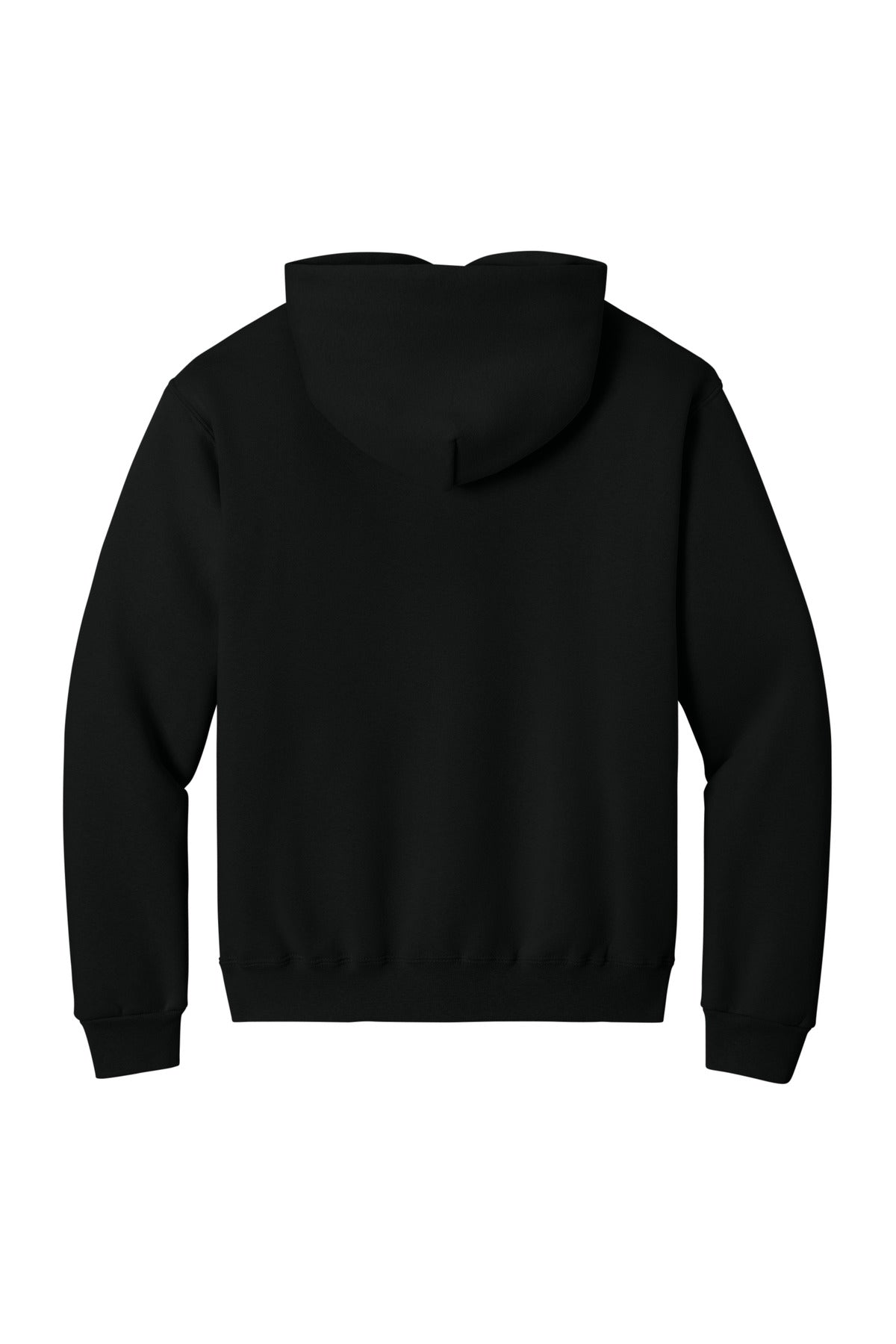 Rear View of BlackInk Jerzees Rugged Unisex Hooded Sweatshirt H12M