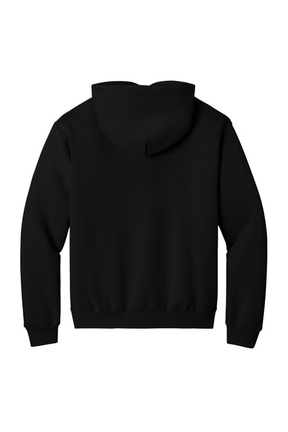Rear View of BlackInk Jerzees Rugged Unisex Hooded Sweatshirt H12M