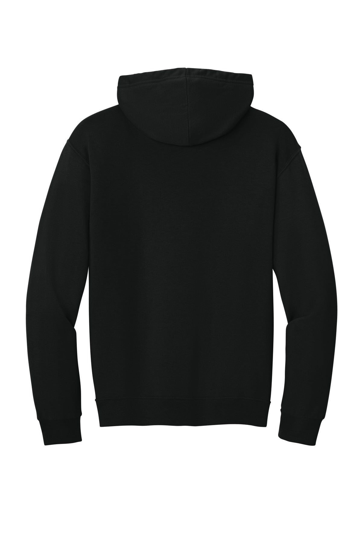 Rear View of BlackInk Jerzees Ultimate Unisex CVC Ring Spun Hooded Sweatshirt IC49M
