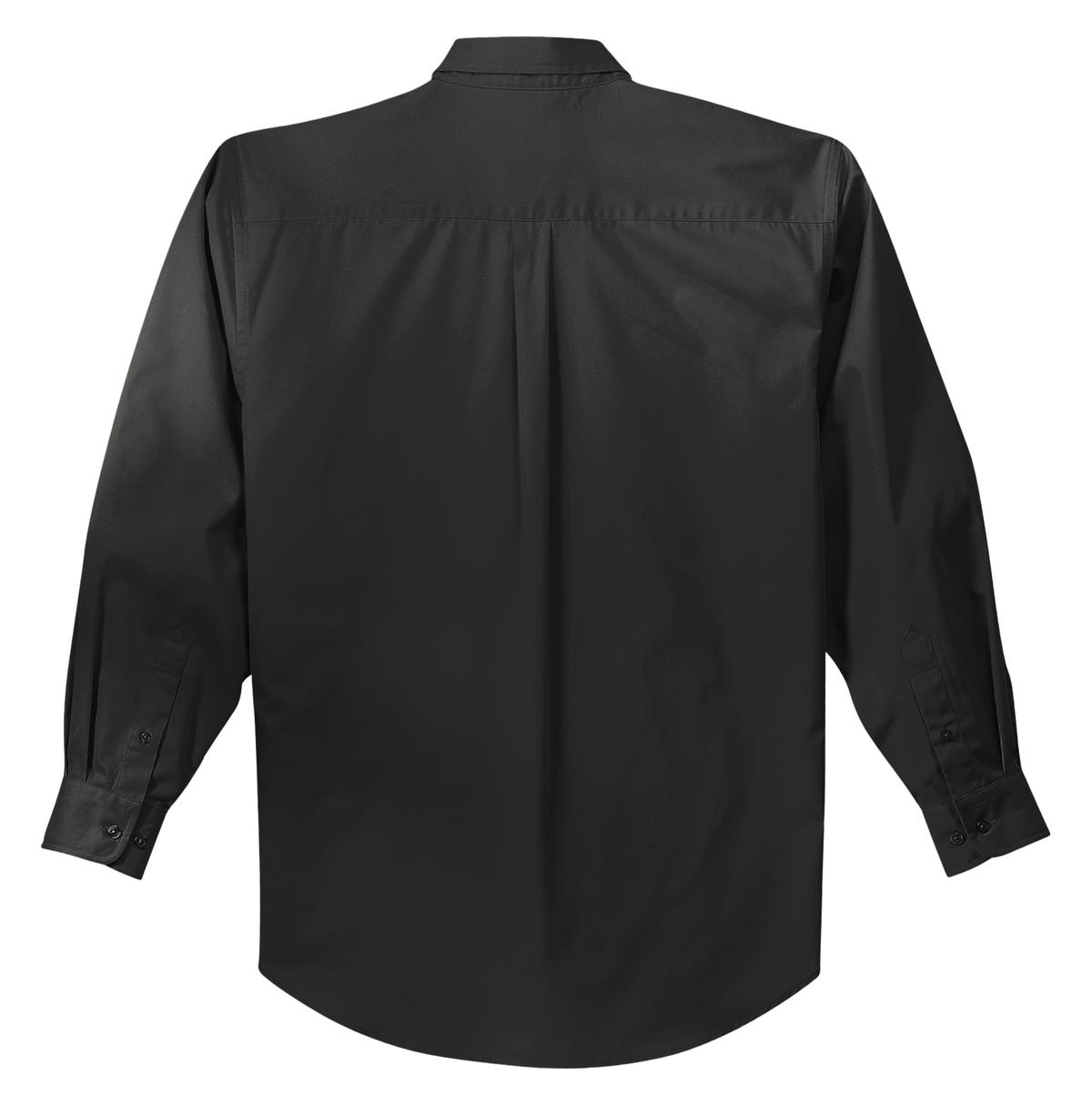 Rear View of Black/Lt Stone Port Authority Long Sleeve Easy Care Shirt S608