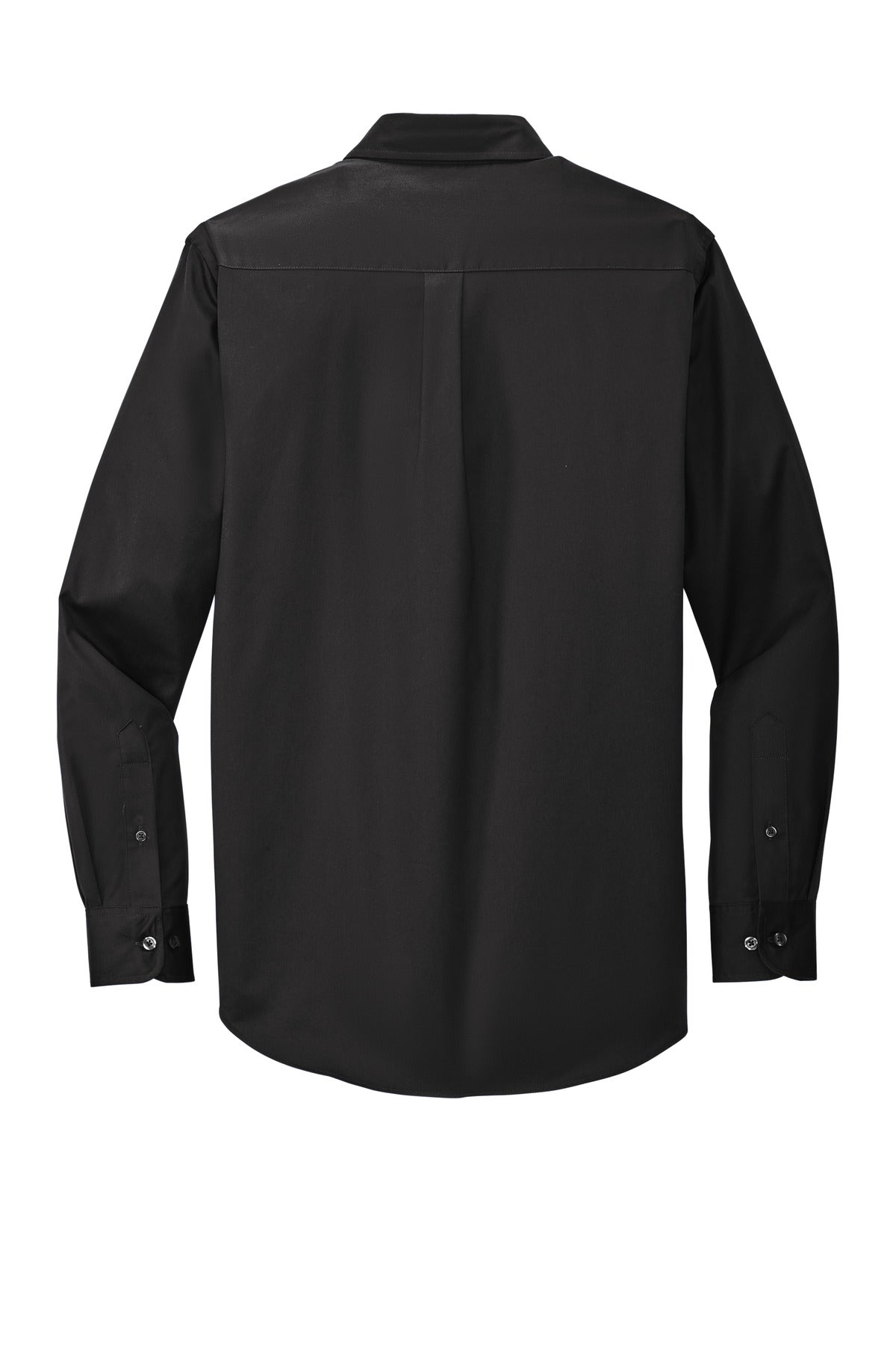 Rear View of Black/Lt Stone Port Authority Long Sleeve Easy Care Shirt S608