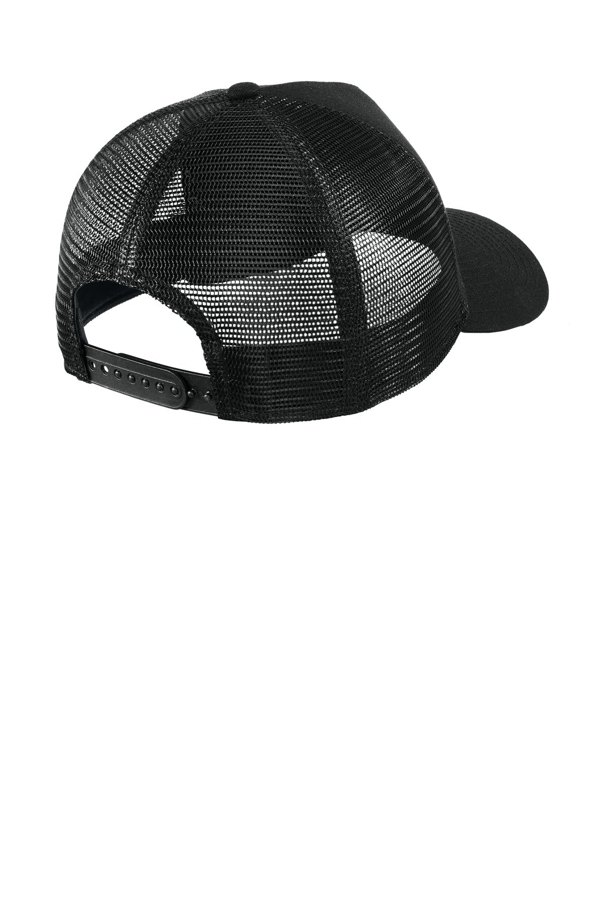 Rear View of Blk/Blk New Era A-Frame Snapback Mesh Back Cap NE212