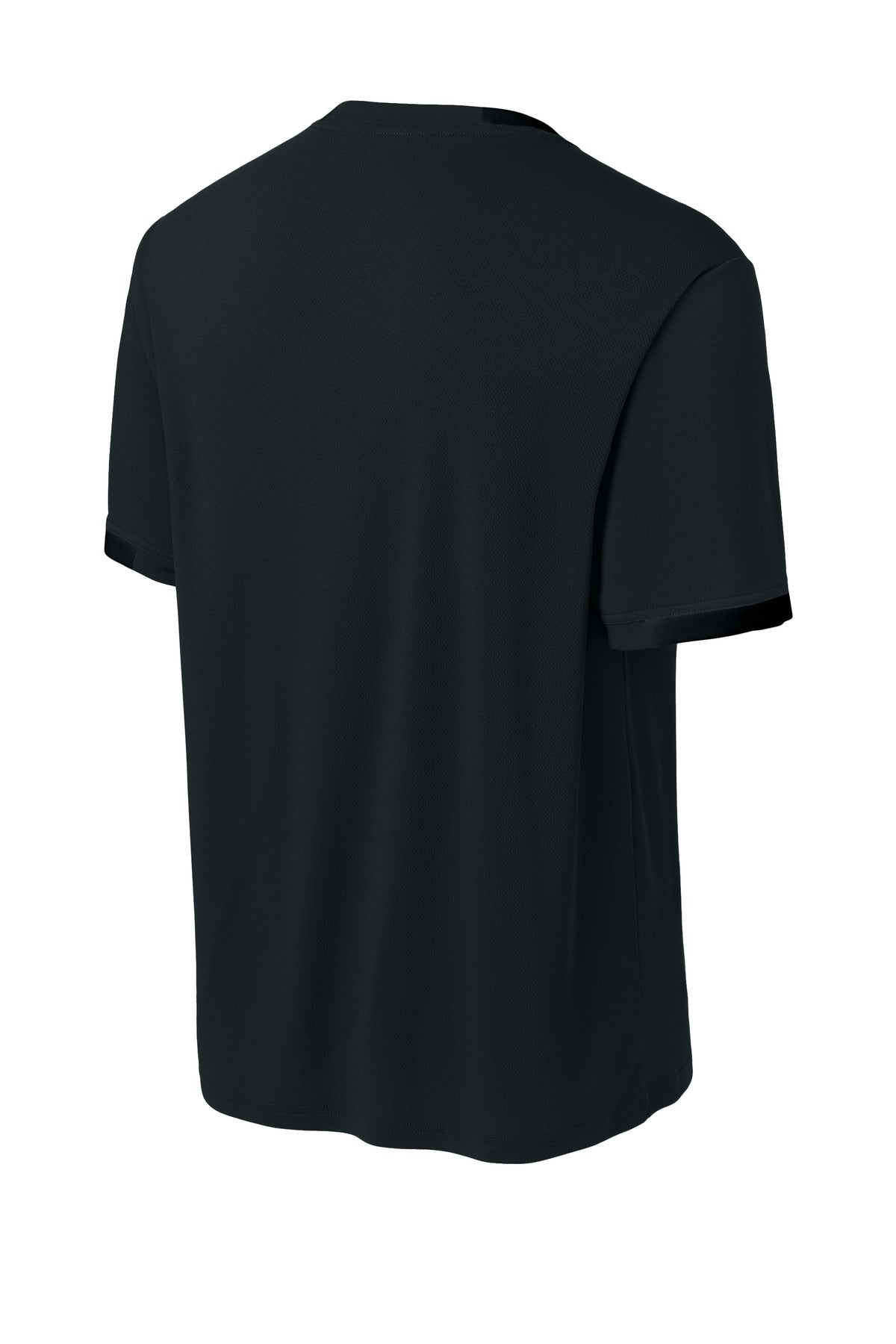 Rear View of Blk/Blk Sport-Tek Club Short Sleeve Crew ST440