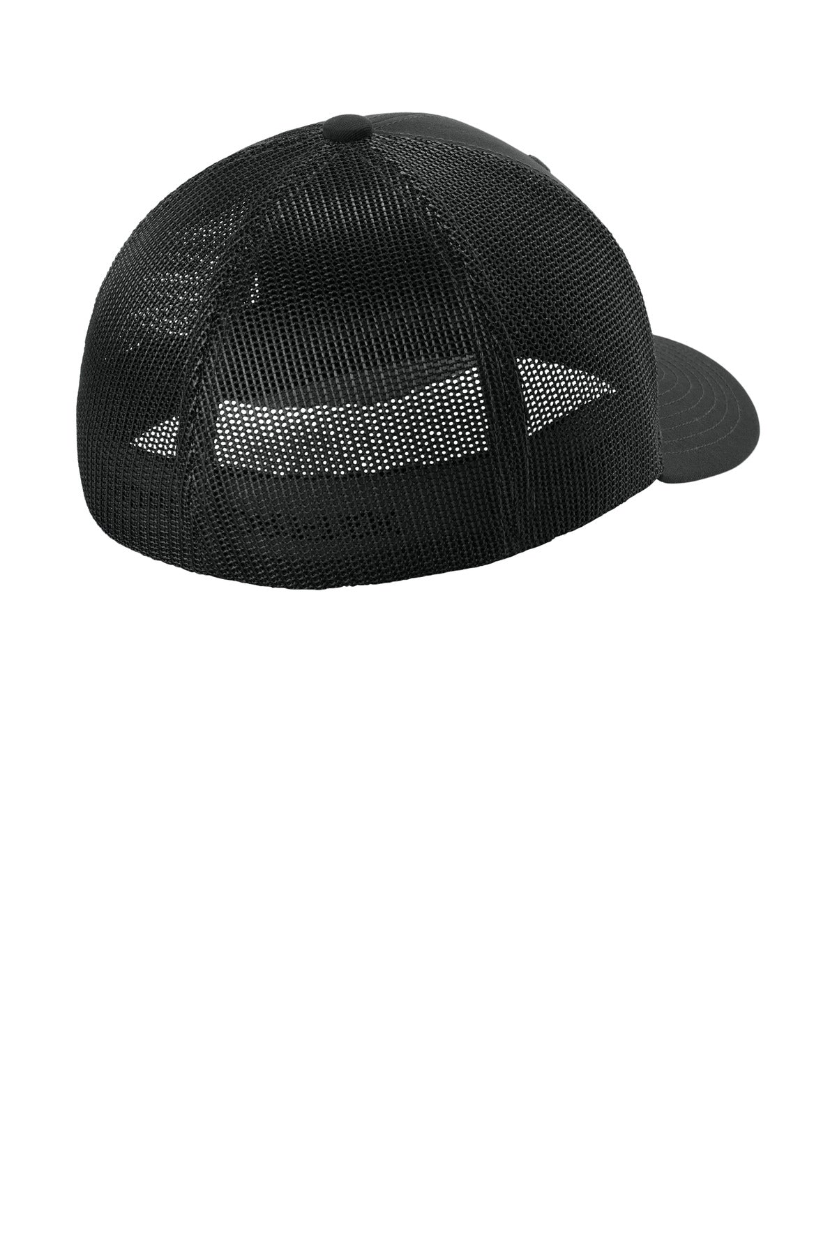 Rear View of Blk/Blk Sport-Tek Stretch-Tek Mesh Back Cap STC60