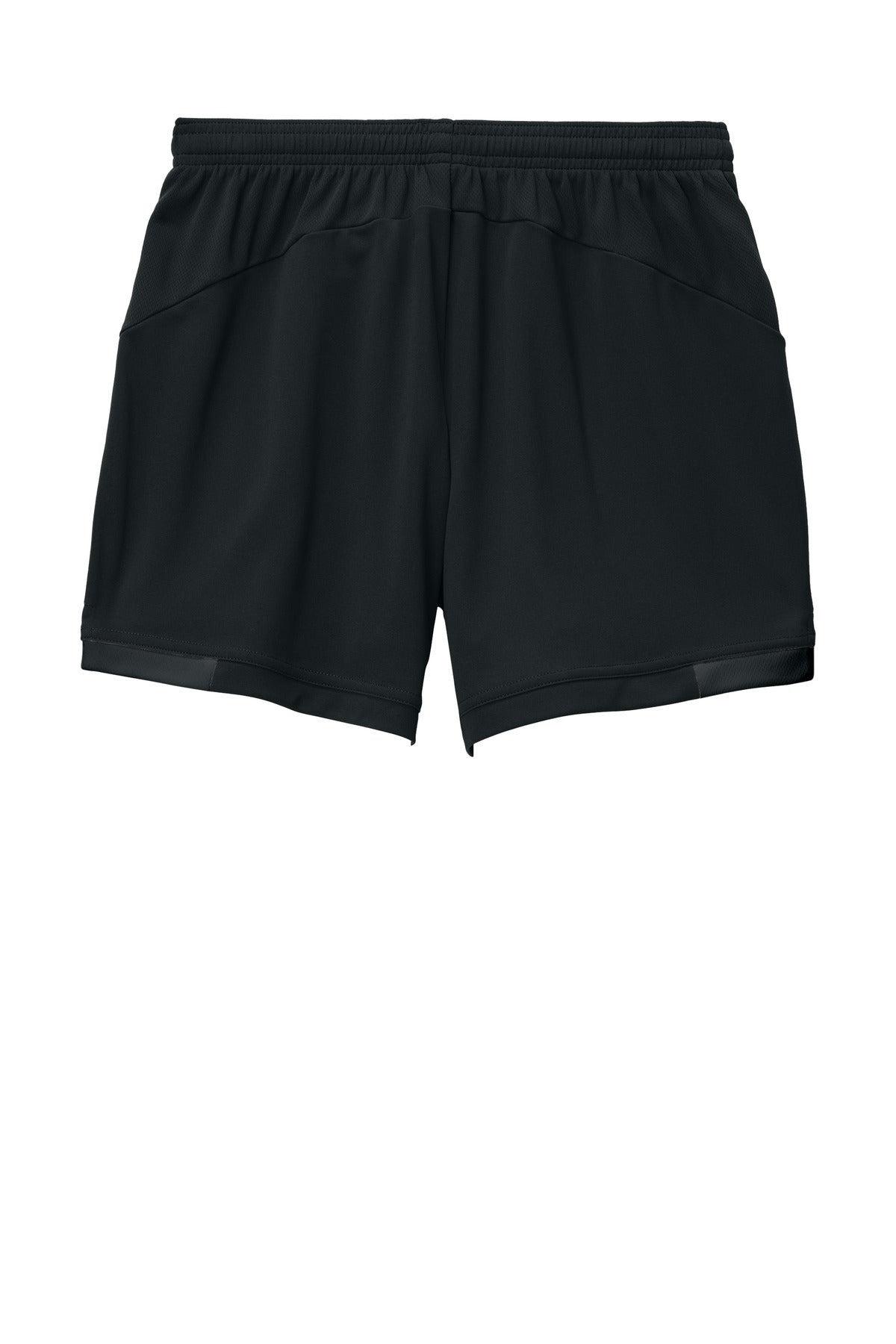 Rear View of Blk/Blk Sport-Tek Women's Club 5" Short LST442