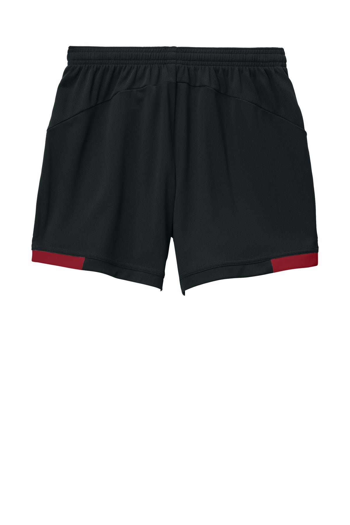Rear View of Blk/DpRed Sport-Tek Women's Club 5" Short LST442
