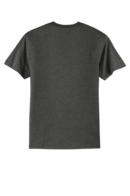 Rear View of BlkHthr Port & Co Core Blend Tee. PC55