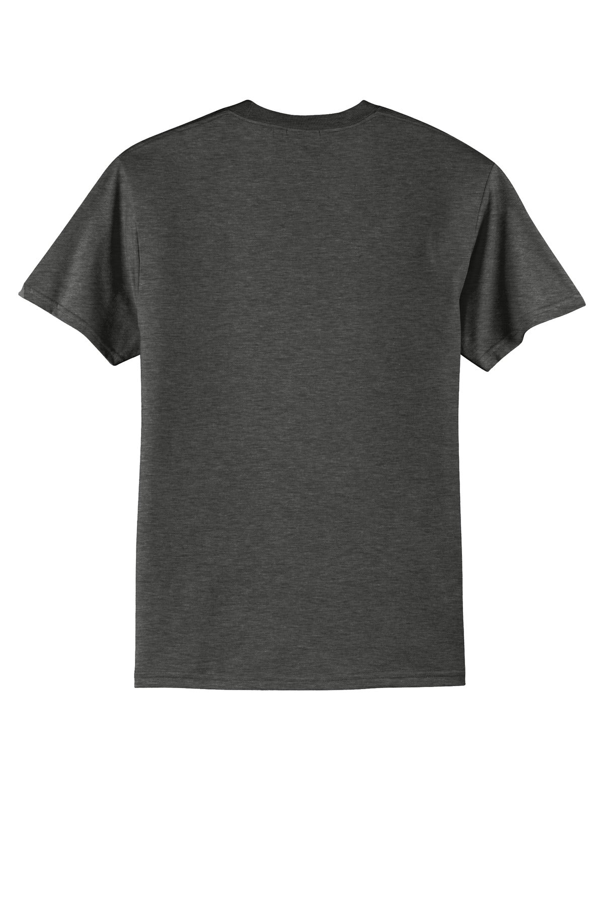 Rear View of BlkHthr Port & Co Core Blend Tee. PC55