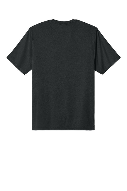 Rear View of BlkHthr Port & Co Heather Performance Tee PC390