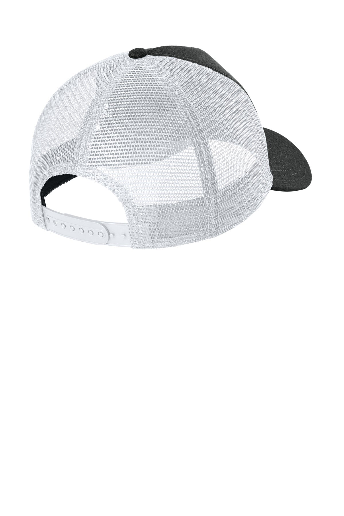 Rear View of Blk/White New Era A-Frame Snapback Mesh Back Cap NE212