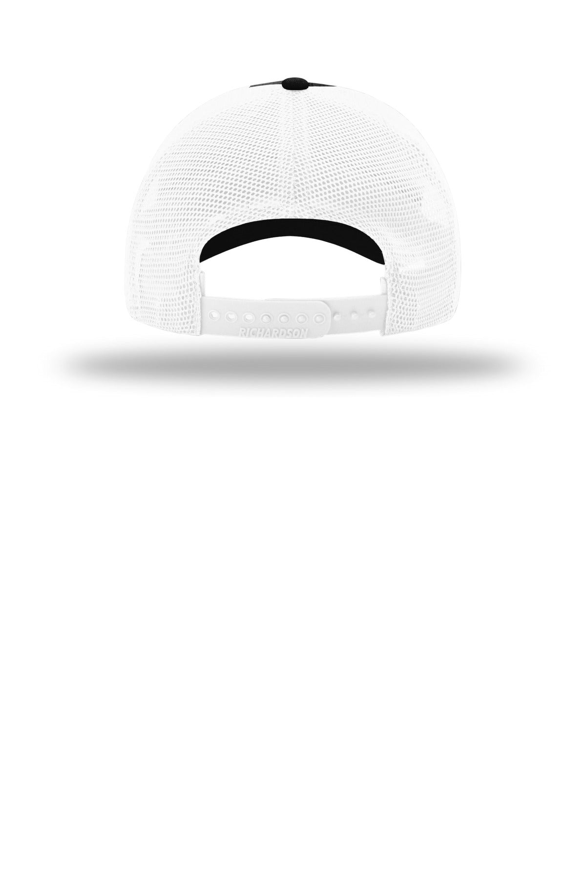 Rear View of Blk/White Richardson Garment Washed Trucker 111