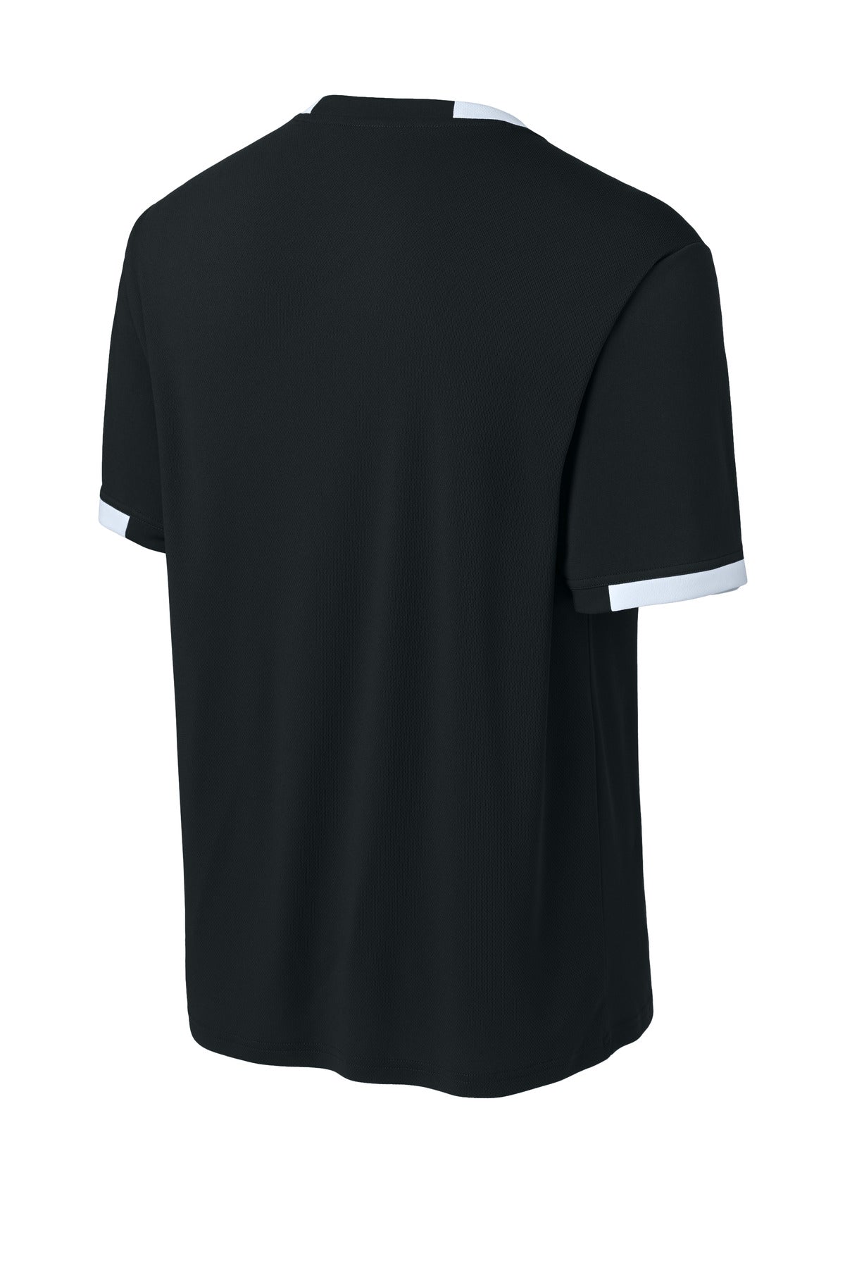 Rear View of Blk/White Sport-Tek Club Short Sleeve Crew ST440